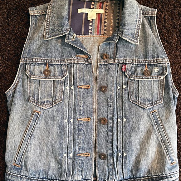 Rare Vintage Levi's X Pendleton Women's Boho Jean Vest Size Small - Picture 3 of 8